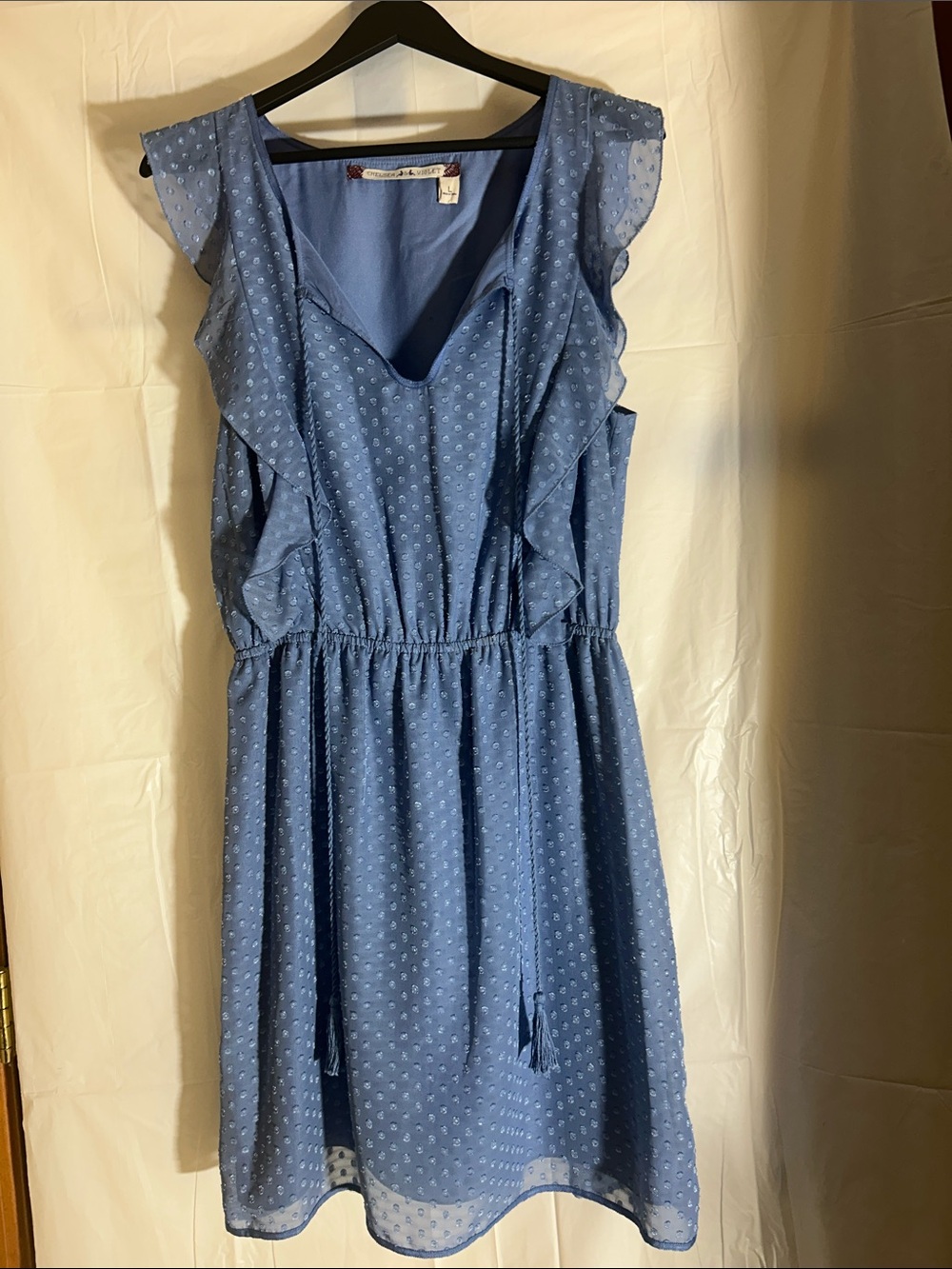 Chelsea & Violet Dusty Blue Ruffle Midi Dress